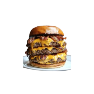 TRIBLE CHEESE de Munchies73 à La Tronche : un burger savoureux combinant poulet et viande de boeuf avec fromage et garniture généreuse.