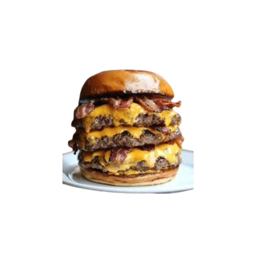 TRIBLE CHEESE de Munchies73 à La Tronche : un burger savoureux combinant poulet et viande de boeuf avec fromage et garniture généreuse.